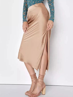 Asymmetrische satijnen rok