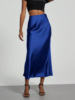 Blauwe satijnen rok Blauw / XS
