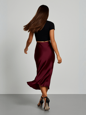 Bordeaux rode satijnen rok