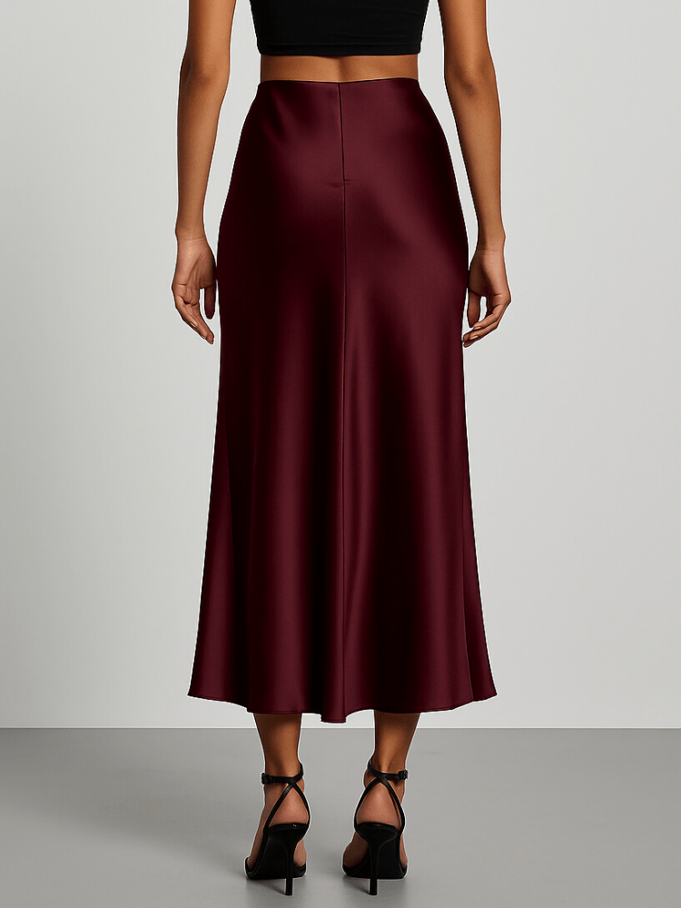 Bordeaux rode satijnen rok