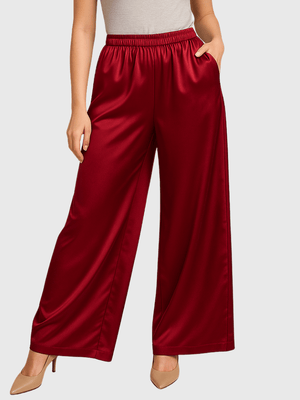 Bordeauxrode satijnen broek Bordeauxrood / S