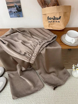 Broek satijn dames Taupe / S