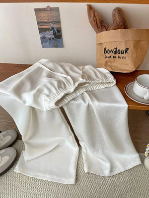 Broek satijn dames Wit / S