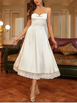 Bruidsmeisjesjurk ivoor satijn