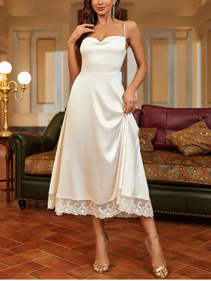 Bruidsmeisjesjurk ivoor satijn