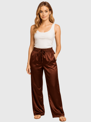 Bruine satijnen broek