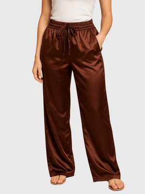 Bruine satijnen broek Bruin / XS