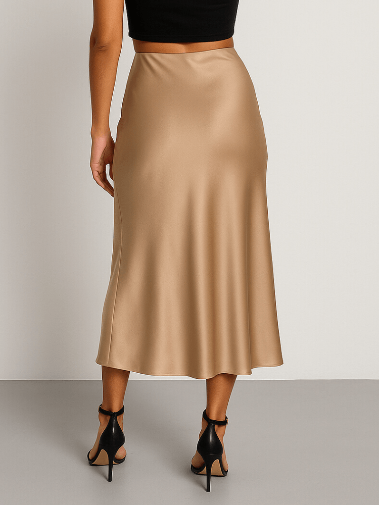 Bruine satijnen rok