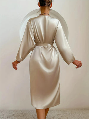 Champagne satijnen badjas