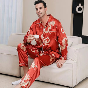 Chinese satijnen pyjama voor mannen
