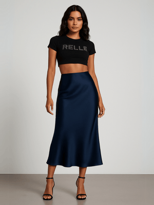 Donkerblauwe satijnen rok