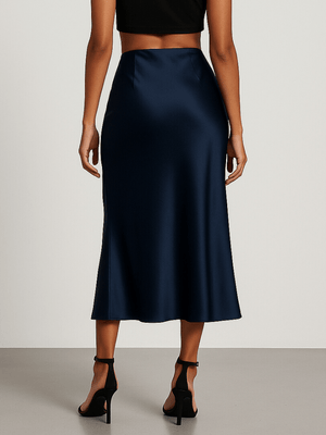 Donkerblauwe satijnen rok