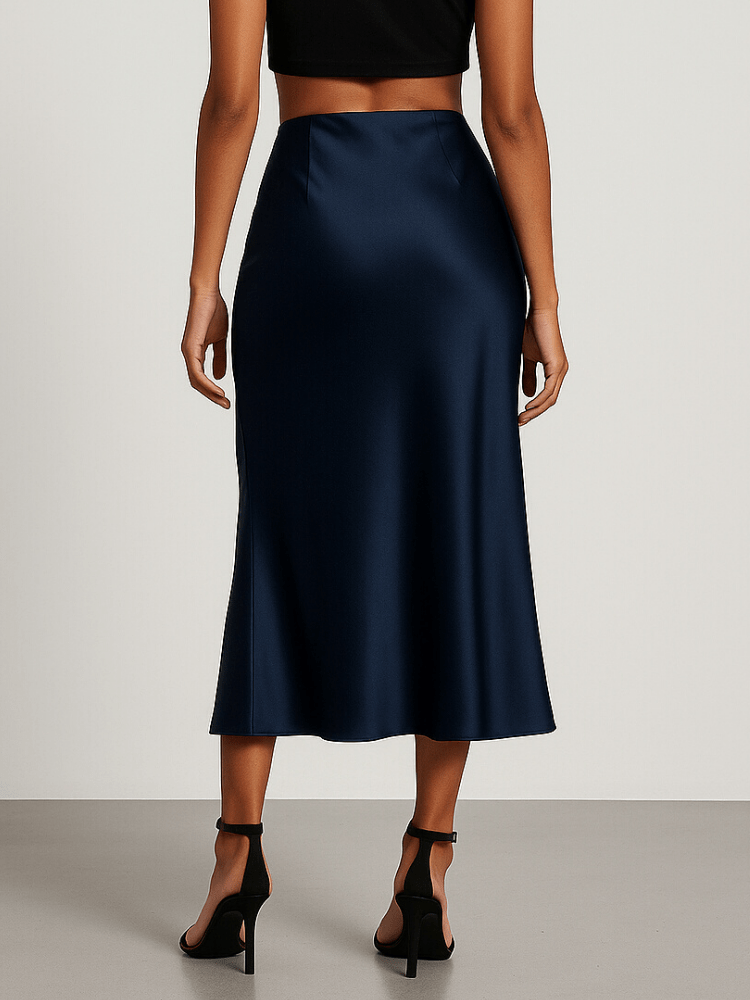 Donkerblauwe satijnen rok