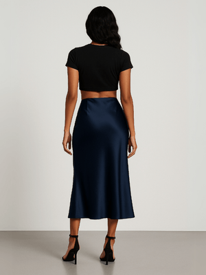 Donkerblauwe satijnen rok