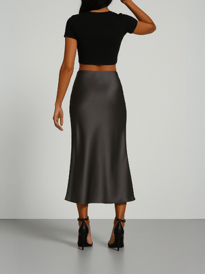 Donkergrijze satijnen rok