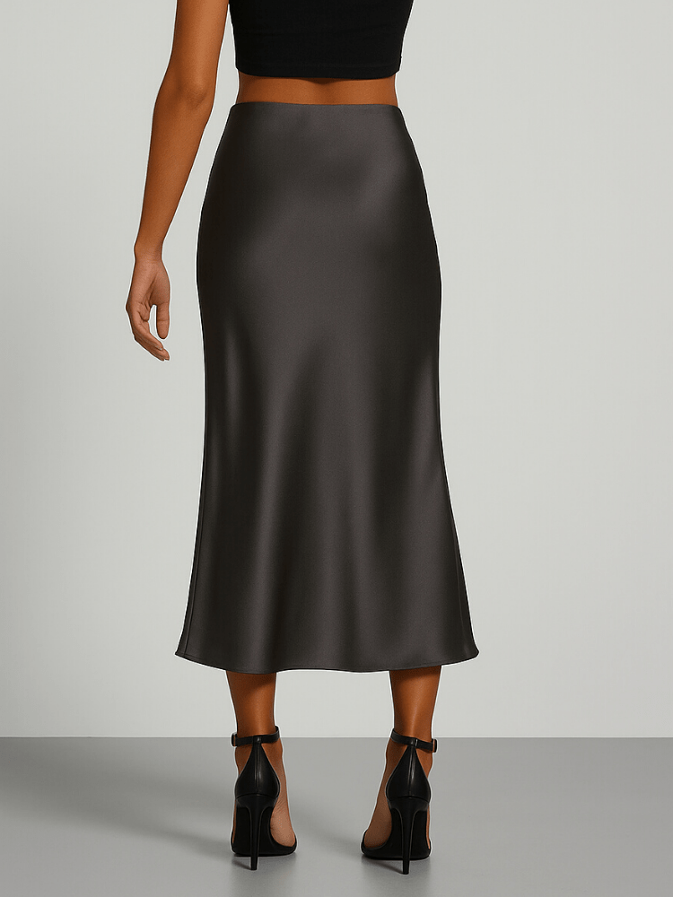 Donkergrijze satijnen rok
