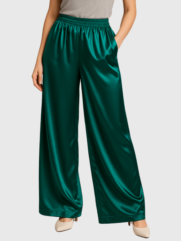 Donkergroene satijnen broek Donkergroen / S