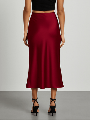 Donkerrode satijnen rok