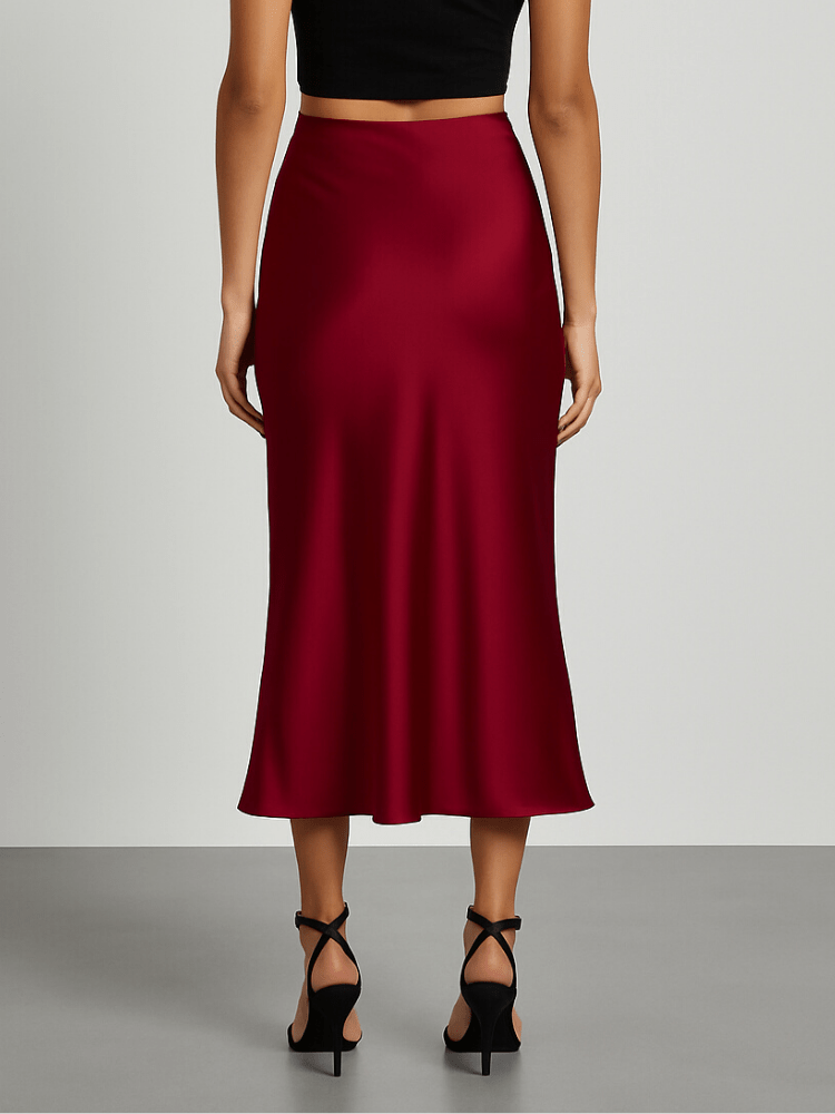 Donkerrode satijnen rok