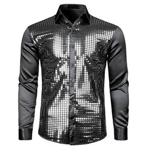 Feest overhemd heren Grijs-Zwart / M