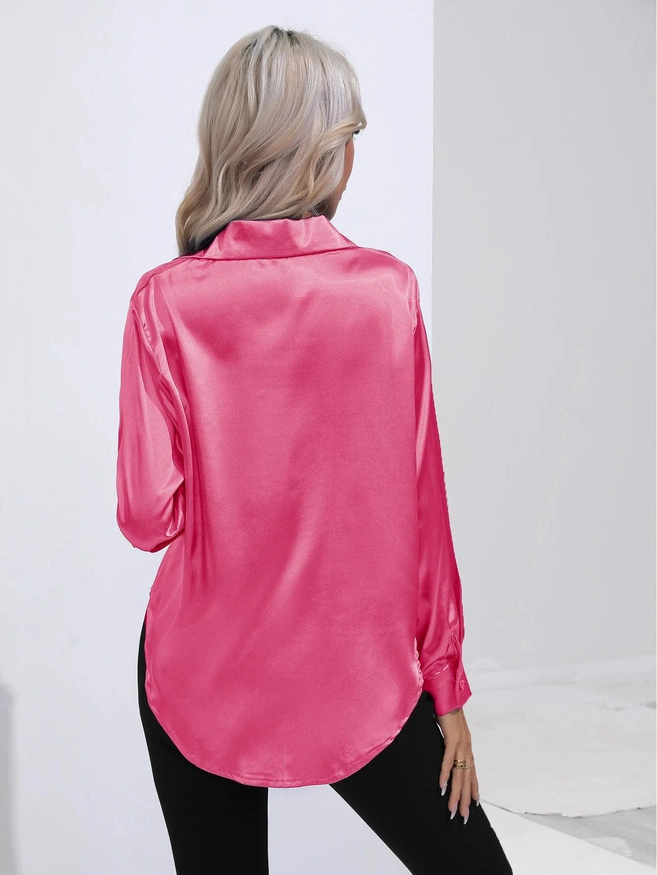 Fuchsia blouse satijn