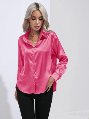 Fuchsia blouse satijn