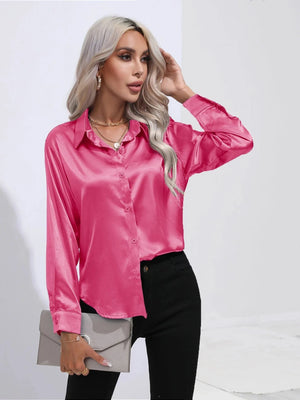 Fuchsia blouse satijn Fuschia / S