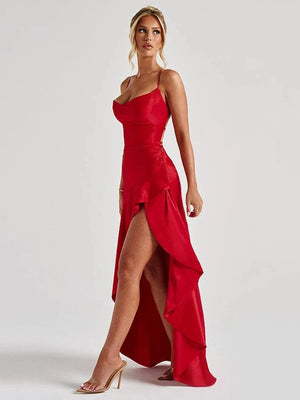 Gedrapeerde satijnen jurk