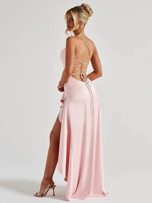 Gedrapeerde satijnen jurk