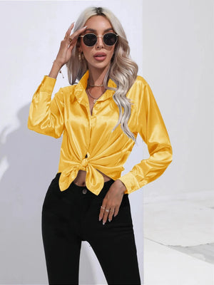 Gele satijnen blouse