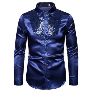 Glitter overhemd heren Blue / US Size M