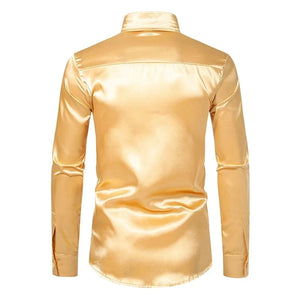 Goud satijnen heren overhemd