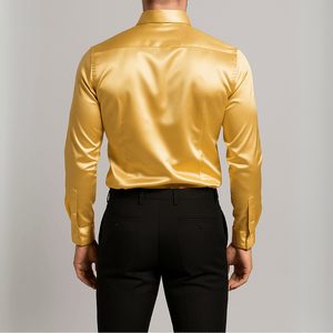Goud satijnen heren overhemd