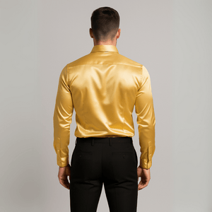 Goud satijnen heren overhemd