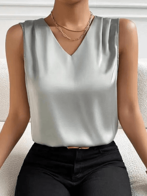 Grijze satijnen top