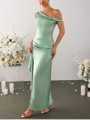 Groene jurk bruiloft satijn