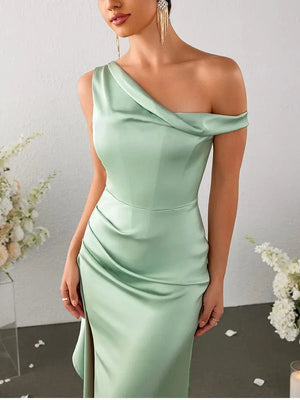 Groene jurk bruiloft satijn