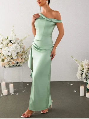 Groene jurk bruiloft satijn