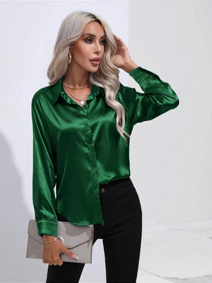 Groene satijnen blouse