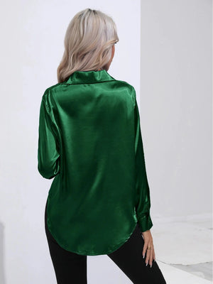 Groene satijnen blouse