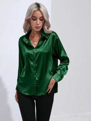Groene satijnen blouse
