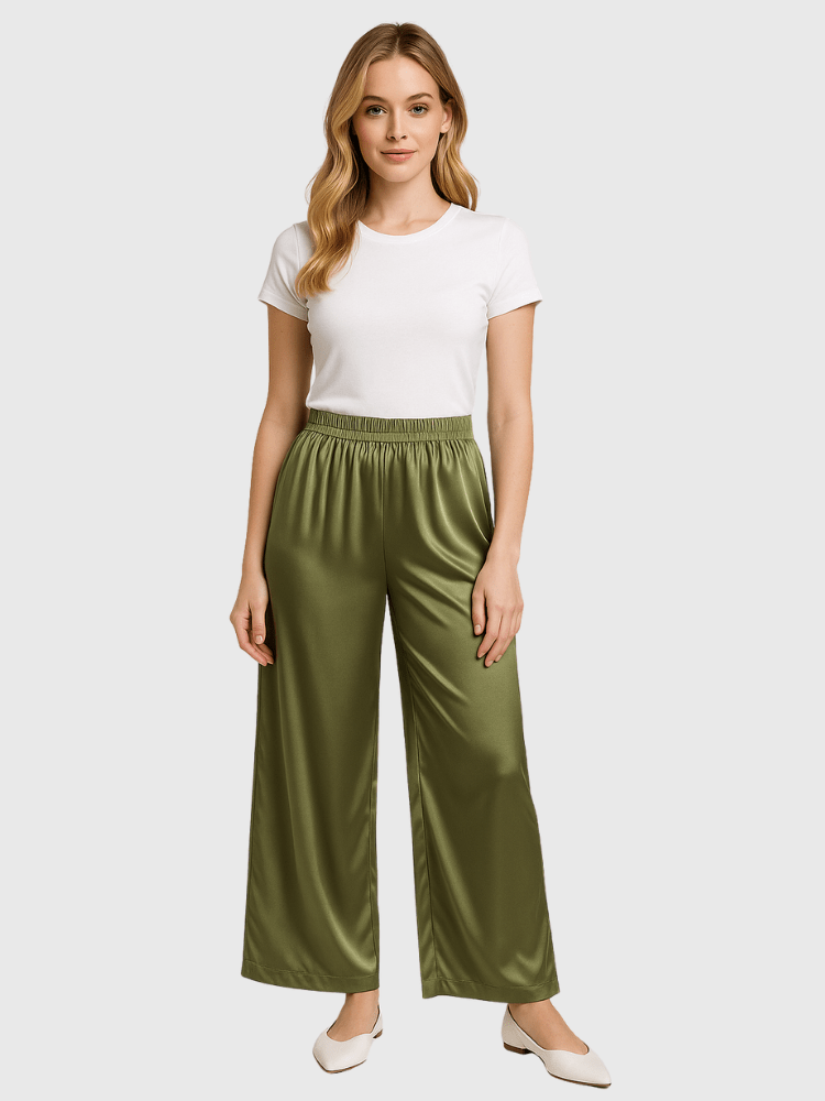 Groene satijnen broek