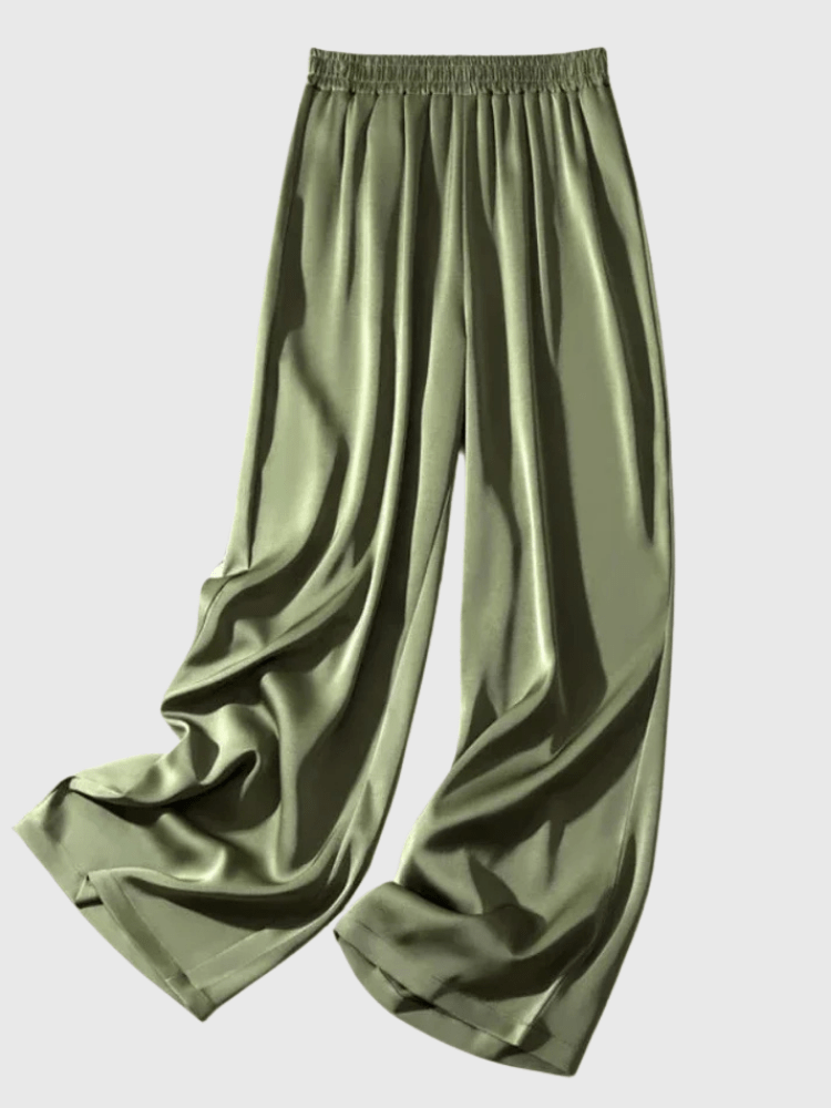 Groene satijnen broek