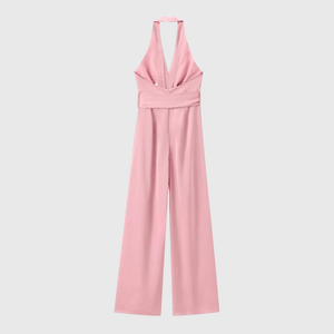 Jumpsuit roze satijn