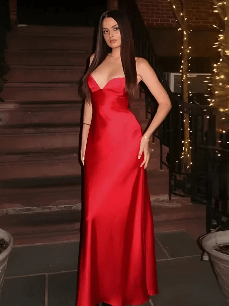 Jurk spaghettibandjes satijn