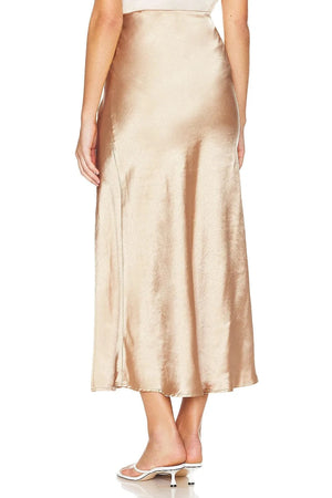 Lange satijnen rok met split