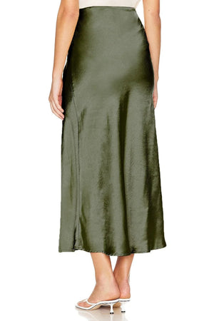 Lange satijnen rok met split