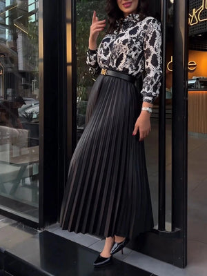 Lange satijnen rok zwart