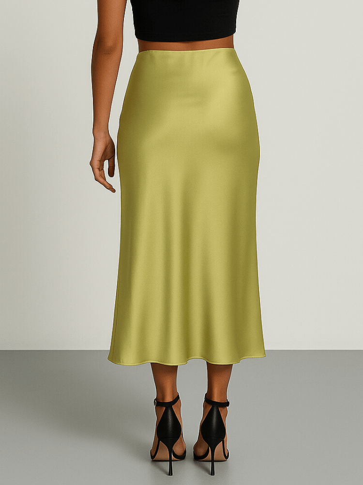 Lichtolijfgroene satijnen rok