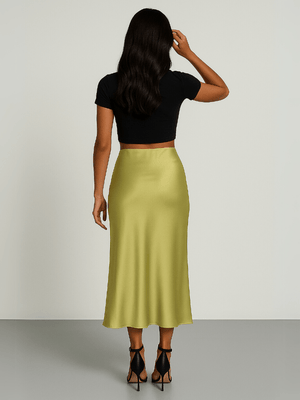 Lichtolijfgroene satijnen rok